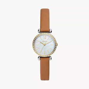 FOSSIL Tillie Mini Three-Hand Brown Leather Watch BQ3900